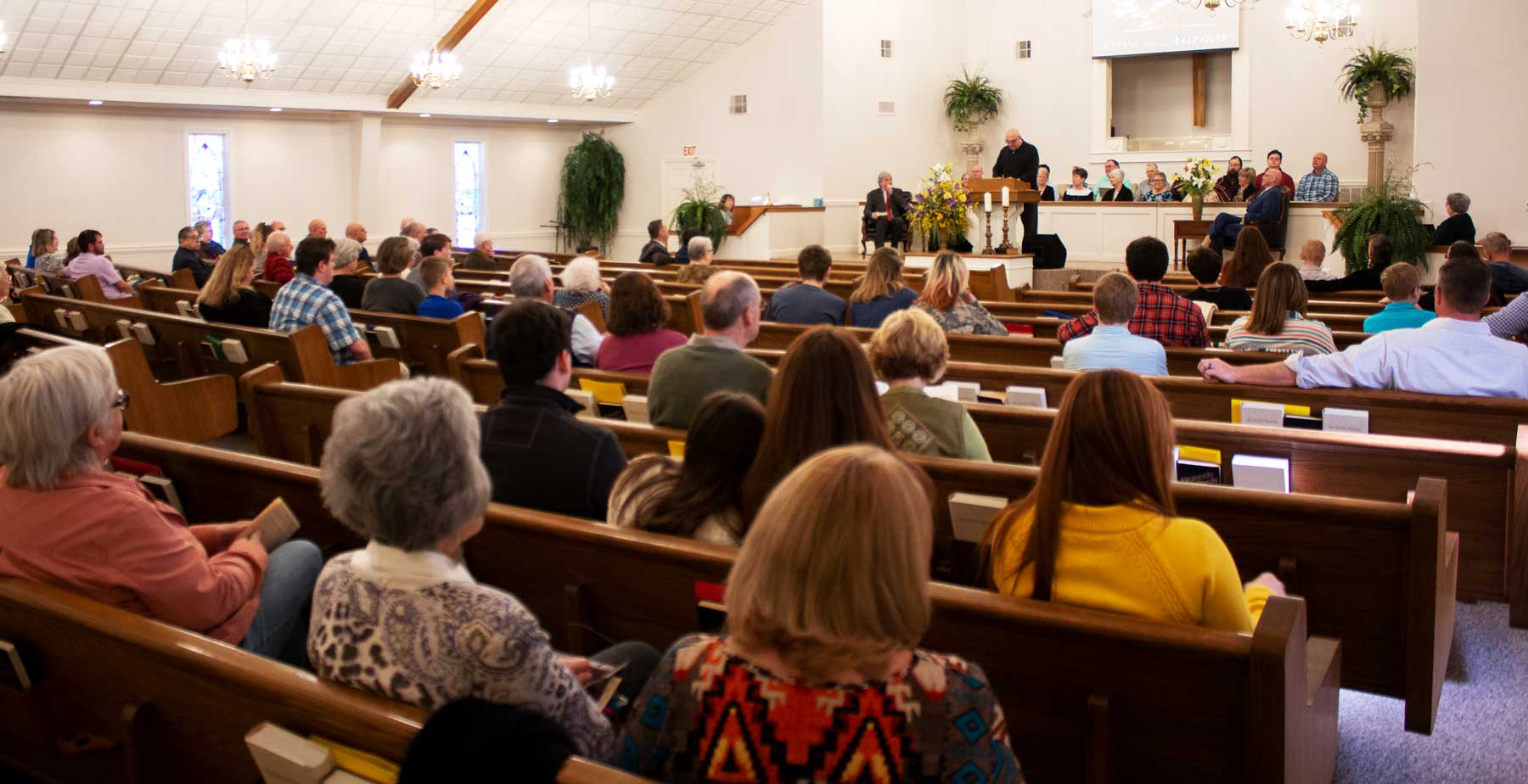 The sanctuary of Cathedral Baptist Church